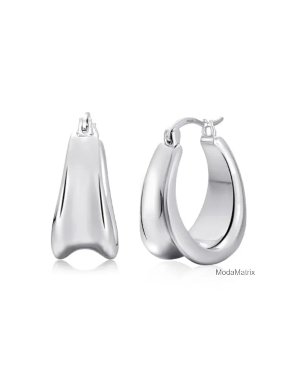 Chunky Hoop Earrings for Women S925 Silver Posts 18K Gold White Gold Plated